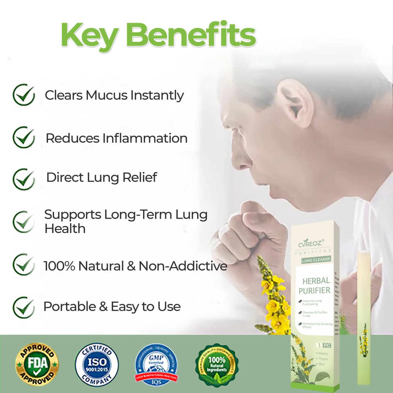 CVREOZ® Lung Cleanse Herbal Purifier Inhaler Pen
