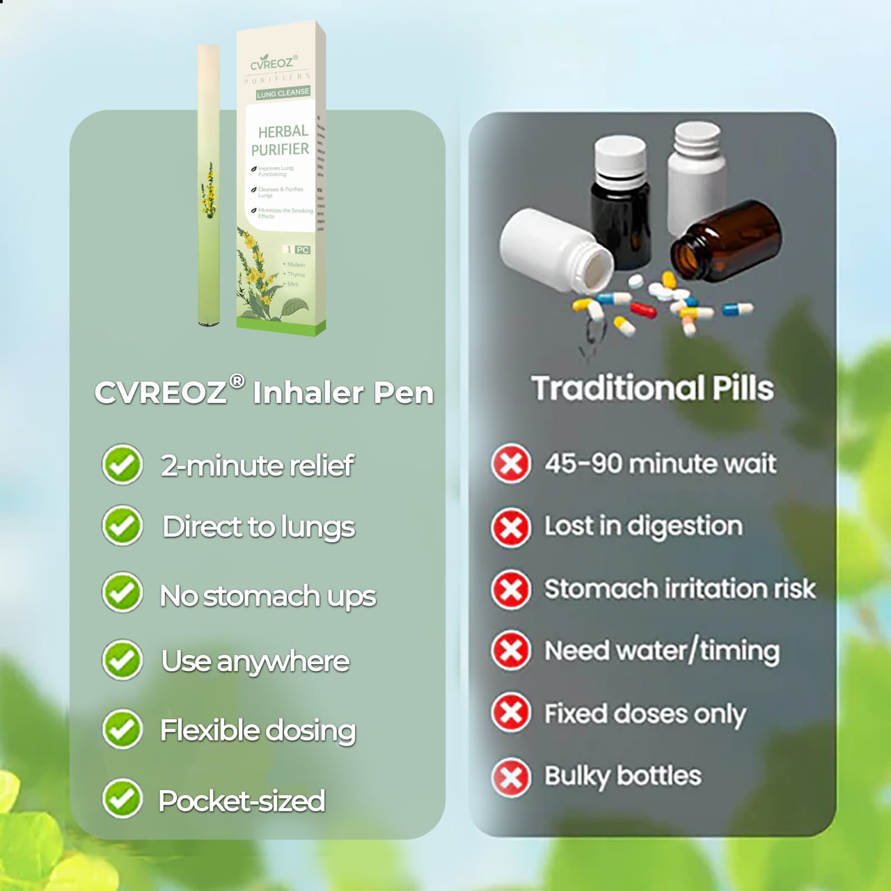 CVREOZ® Lung Cleanse Herbal Purifier Inhaler Pen